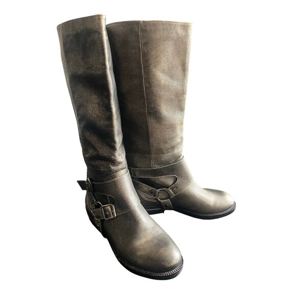 Unk Shoes - Nordstrom Women's Metallic Leather Harness Riding boots Sz 7.5